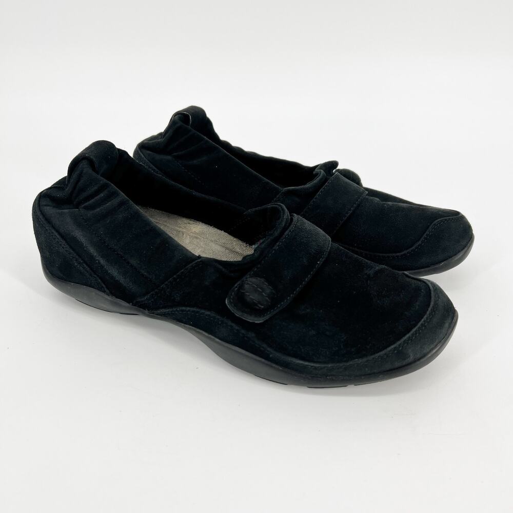 Dansko Carol Kid Suede Shoes Womens EU 38 US 7.5-8 Black Leather Hidden Wedge